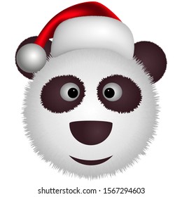 Panda in Santa Claus hat.Christmas