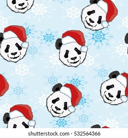 Panda in a Santa hat - vector illustration