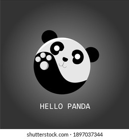 Panda say hello icon black and white