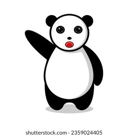 Panda says hello illustration design vector