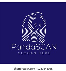 Panda Scan Technology Logo vector Element. Animal Technology Logo Template