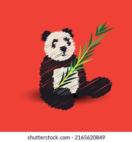 Panda scribble vector art illustration