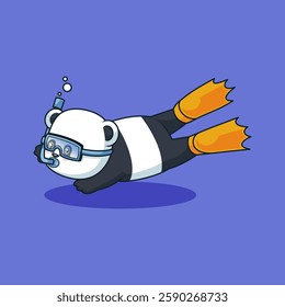 Panda the Scuba vector illustration