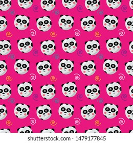 panda  seamless pattern animal vector illustration background