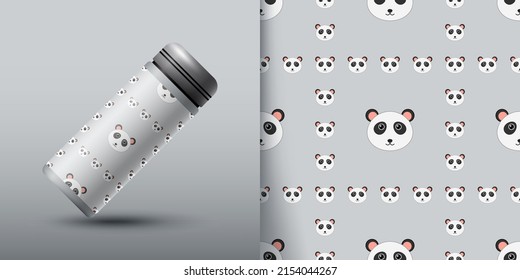 Panda seamless pattern with bottle