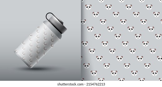 Panda seamless pattern with bottle