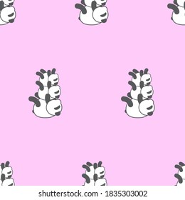 Panda seamless pattern, A cute Pandas on a pink background.