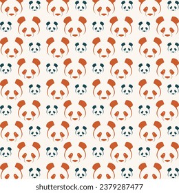 Panda seamless pattern repeating colorful elements trendy vector illustration background