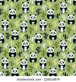 Panda seamless pattern. Vector illustration.