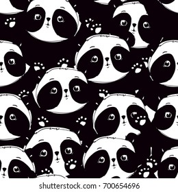 Panda seamless sketch, Pattern Panda Bear