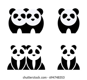 Panda set on a white background