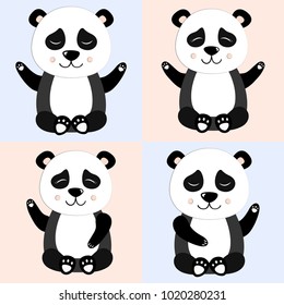 Watercolor Set Cute Funny Panda Bears Stock Illustration 1921247165