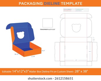 Panda Shape Corrugated Mailer Window  Box LASER CUT Template