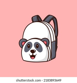 Panda Shape Kids Bag Cartoon Vector Illustration Isolated
