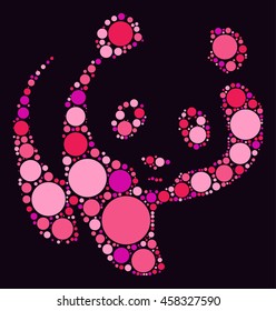 panda shape vector design by color point