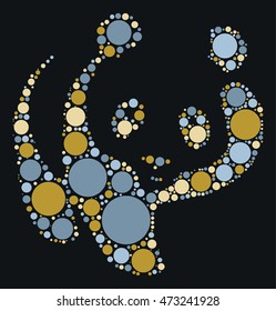 panda shape vector design by color point