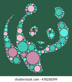 panda shape vector design by color point