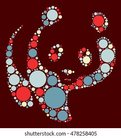 panda shape vector design by color point