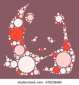 panda shape vector design by color point