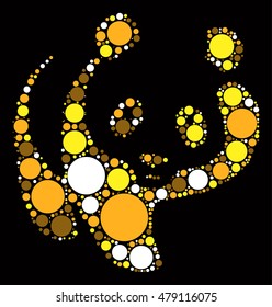 panda shape vector design by color point