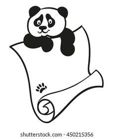 Panda with a sheet of paper in his paws