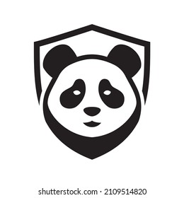 panda shield logo design element 