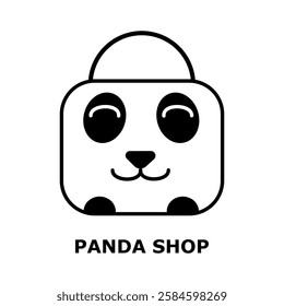 Panda shop logo design vector template