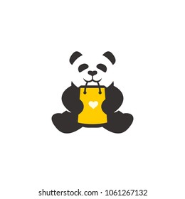 Panda Shopping Logo Design Vector