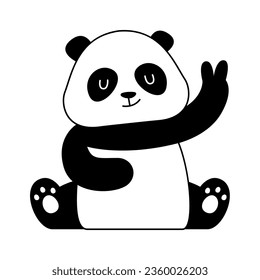 Panda Showing Peace Sign Vector Illustration