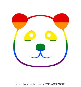 Panda sign illustration. Rainbow gay LGBT rights colored Icon at white Background. Illustration.