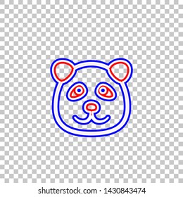 Panda sign illustration. Red, white and contour icon at transparent background. Illustration.