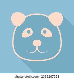 Panda sign illustration. Unbleached silk Icon with very long shadow at dark sky blue background. Illustration.