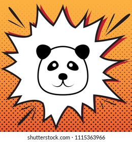 Panda sign illustration. Vector. Comics style icon on pop-art background.