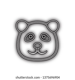 Panda sign illustration. Vector. Double contour black icon with soft shadow at white background. Isolated.