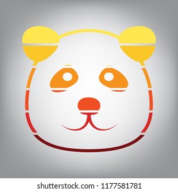 Panda sign illustration. Vector. Horizontally sliced icon with colors from sunny gradient in gray background.