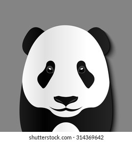 Panda sign template. Cut paper vector. 