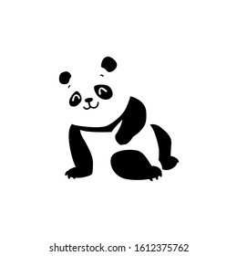 Panda silhouette. Black silhouette of a baby panda isolated on a white background. Vector 8 EPS.