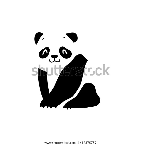 Panda Silhouette Black Silhouette Sitting Baby Stock Vector (Royalty ...