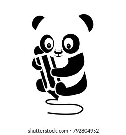 Panda Silhouette Cartoon Character
