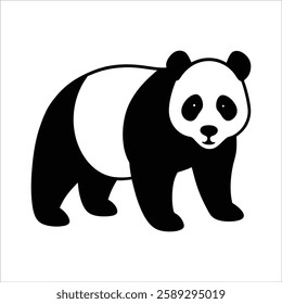 A panda silhouette illustration on white background, panda bear vector illustration.