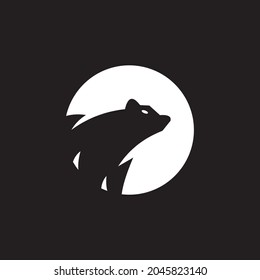 panda silhouette logo design, panda in circle