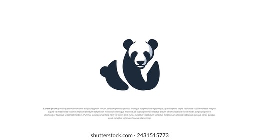 Panda silhouette Logo design vector