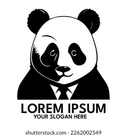 Panda silhouette, logo style vector illustration