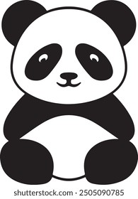 Silueta de Panda con el fondo único del color, estilizado en Ilustración vectorial, panda, peluche