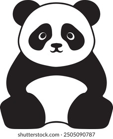Silueta de Panda con el fondo único del color, estilizado en Ilustración vectorial, panda, peluche