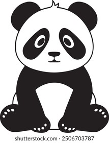Panda Silhouette with Unique Color Background, Stylized in Vector Illustration, panda, teddy