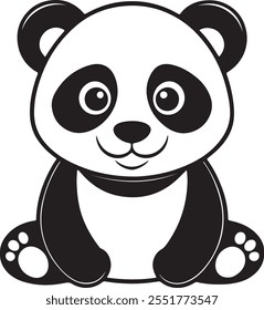panda silhouette vector art illustration isolated white background