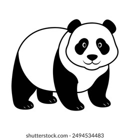 Panda silhouette vector art on a white background.
