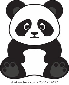 Panda Silhouette in Vector Art with White Color Background, cute vector panda teddy