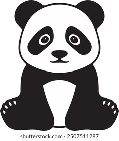 Panda Silhouette in Vector Art with White Color Background, cute vector panda teddy